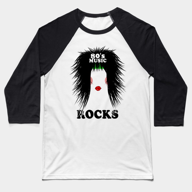80s Music Rocks Baseball T-Shirt by mailboxdisco